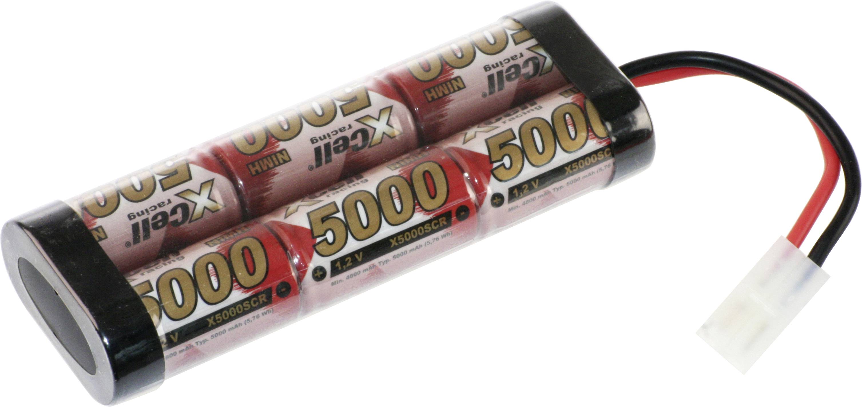 Ein zylindrisches Batteriepack mit vier Zellen mit der Bezeichnung „5000 mAh 1,2 V
