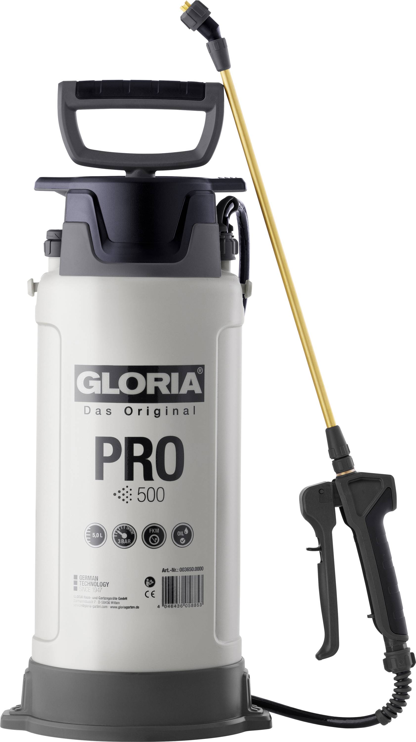 Tragbarer, manueller Pumpsprüher mit der Bezeichnung „Gloria Pro 500