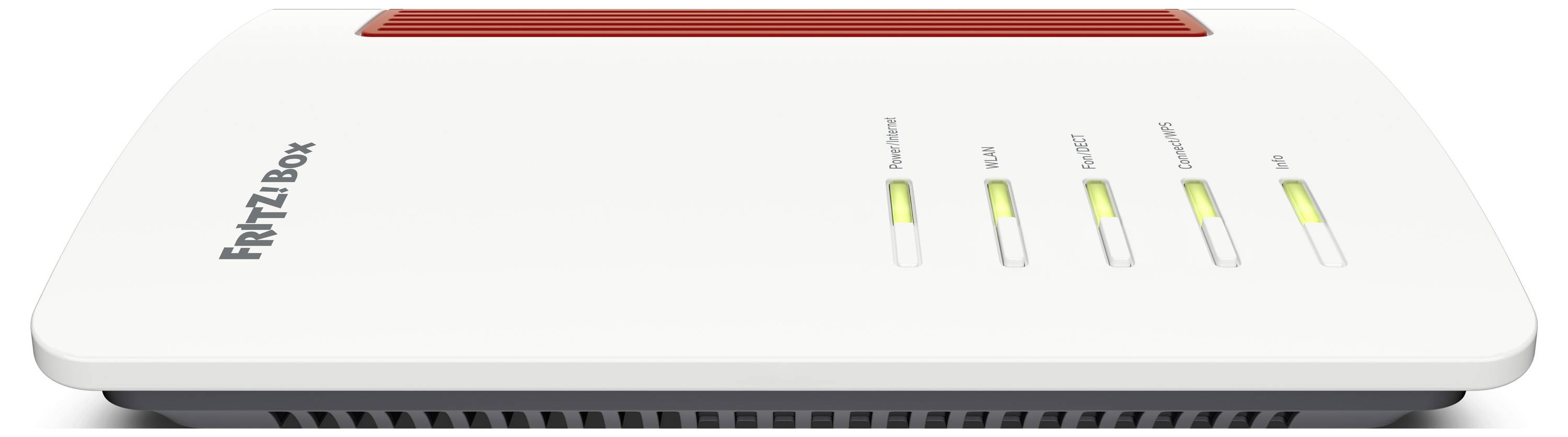 Ein weißer Router mit der Bezeichnung „FRITZ!Box