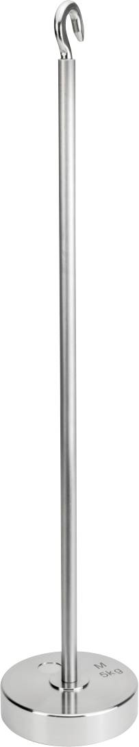 Eine hohe, schlanke Metallstange aus Silber mit einem Haken oben und einer stabilen kreisförmigen Basis, entworfen um Gegenstände vertikal zu halten.