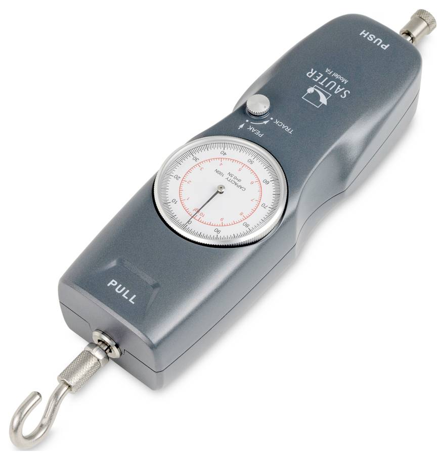 Sauter Kraftmesser mit Messskala, die Kraft anzeigt, Hakenanbringung und 