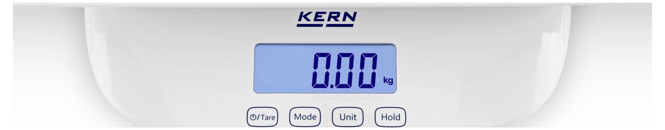 Eine digitale Waagenanzeige, die „0,00 kg