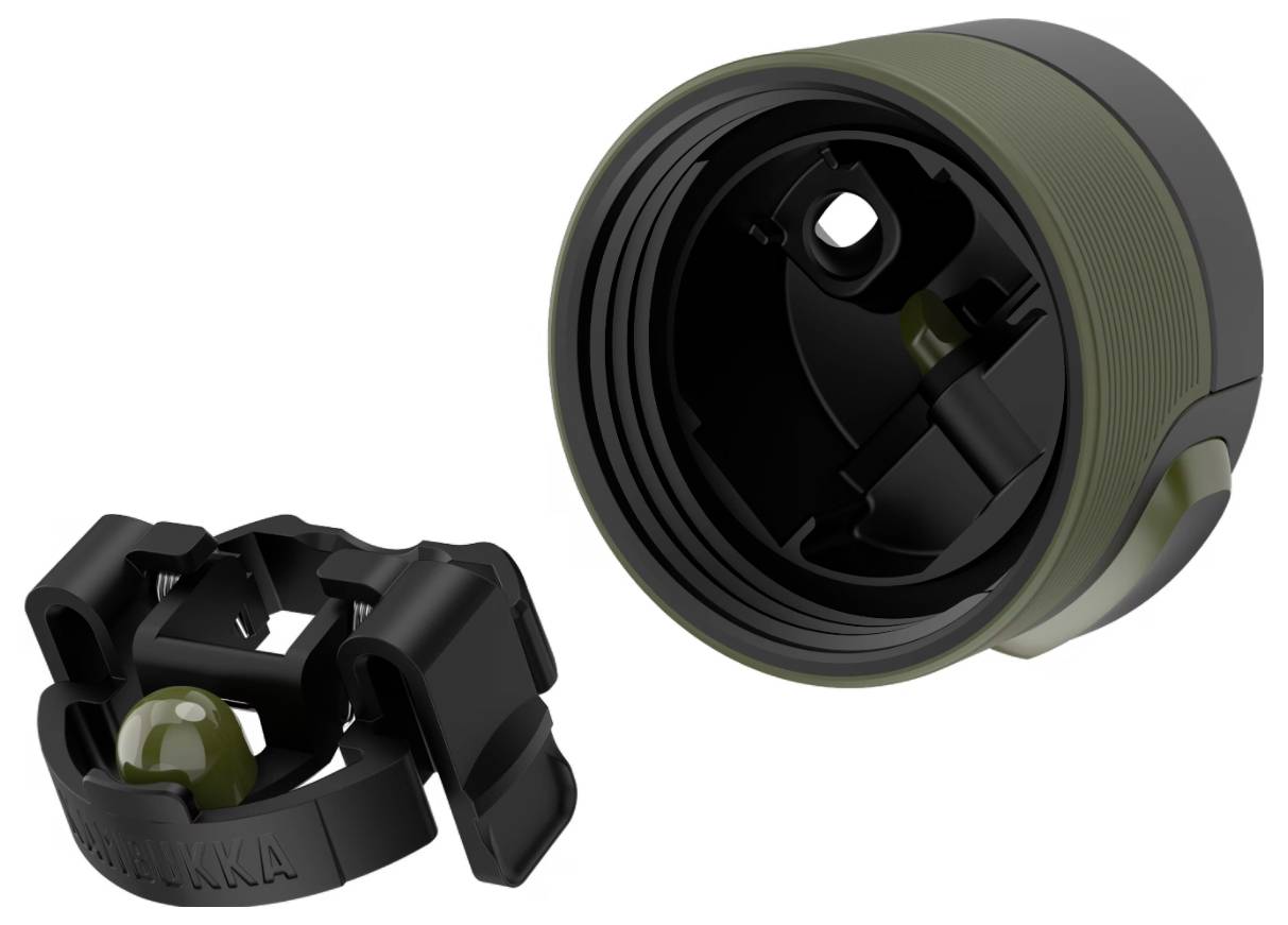 Ein Flaschendeckel mit einem hervorstehenden Verschlussmechanismus für sichere Abdichtung, zeigt komplexe Details und Funktionalität, vor einem schlichten Hintergrund.