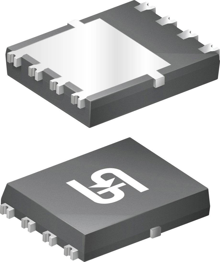 Eine Illustration von zwei Halbleiterbausteine in einem TO-Gehäuse ohne Anschlüsse mit sichtbaren Metallkontakten auf den Seiten; ein Bausteine zeigt ein weißes Logo auf seiner Oberfläche.