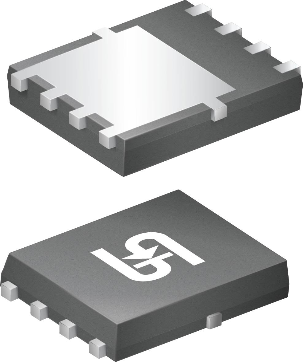 Bild einer Halbleiterkomponente, möglicherweise eines oberflächenmontierten integrierten Schaltkreises, der einen metallischen Kühlkörper und elektronische Anschlüsse zeigt.