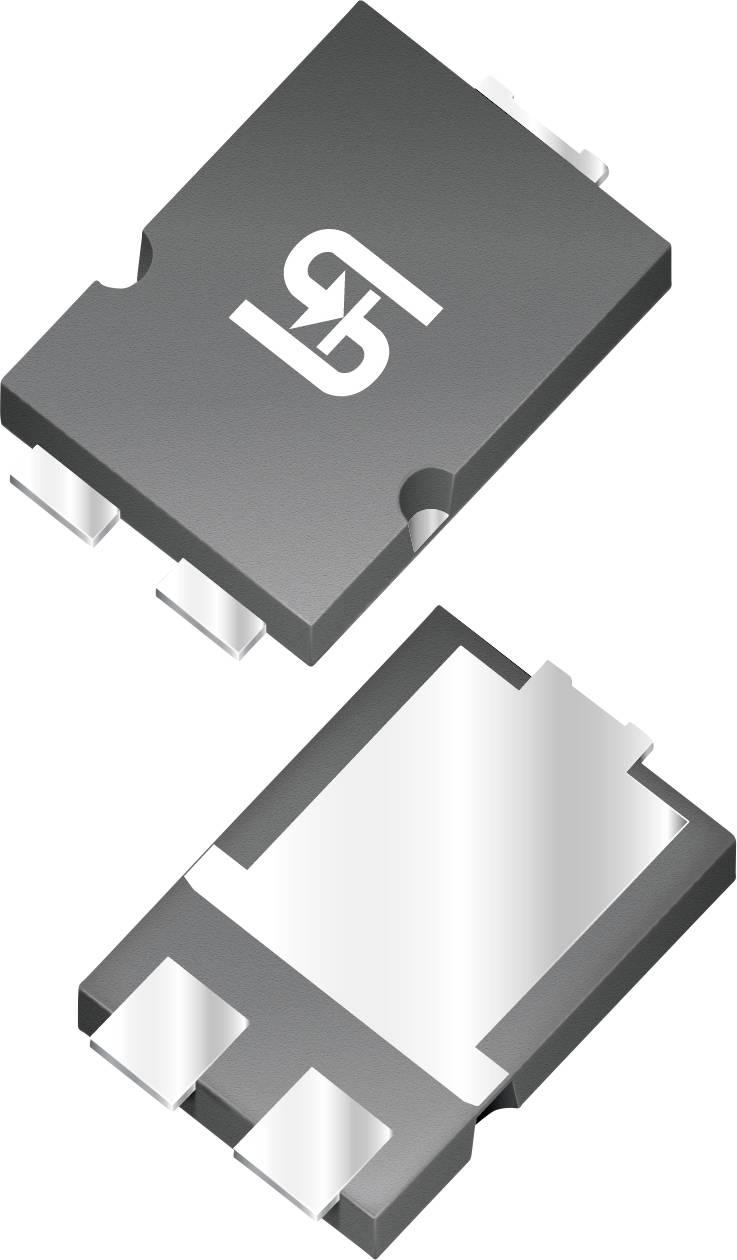 Zwei schwarze elektronische Komponenten mit metallischen Kontakten werden gezeigt. Eine zeigt ein weißes Logo mit „SB