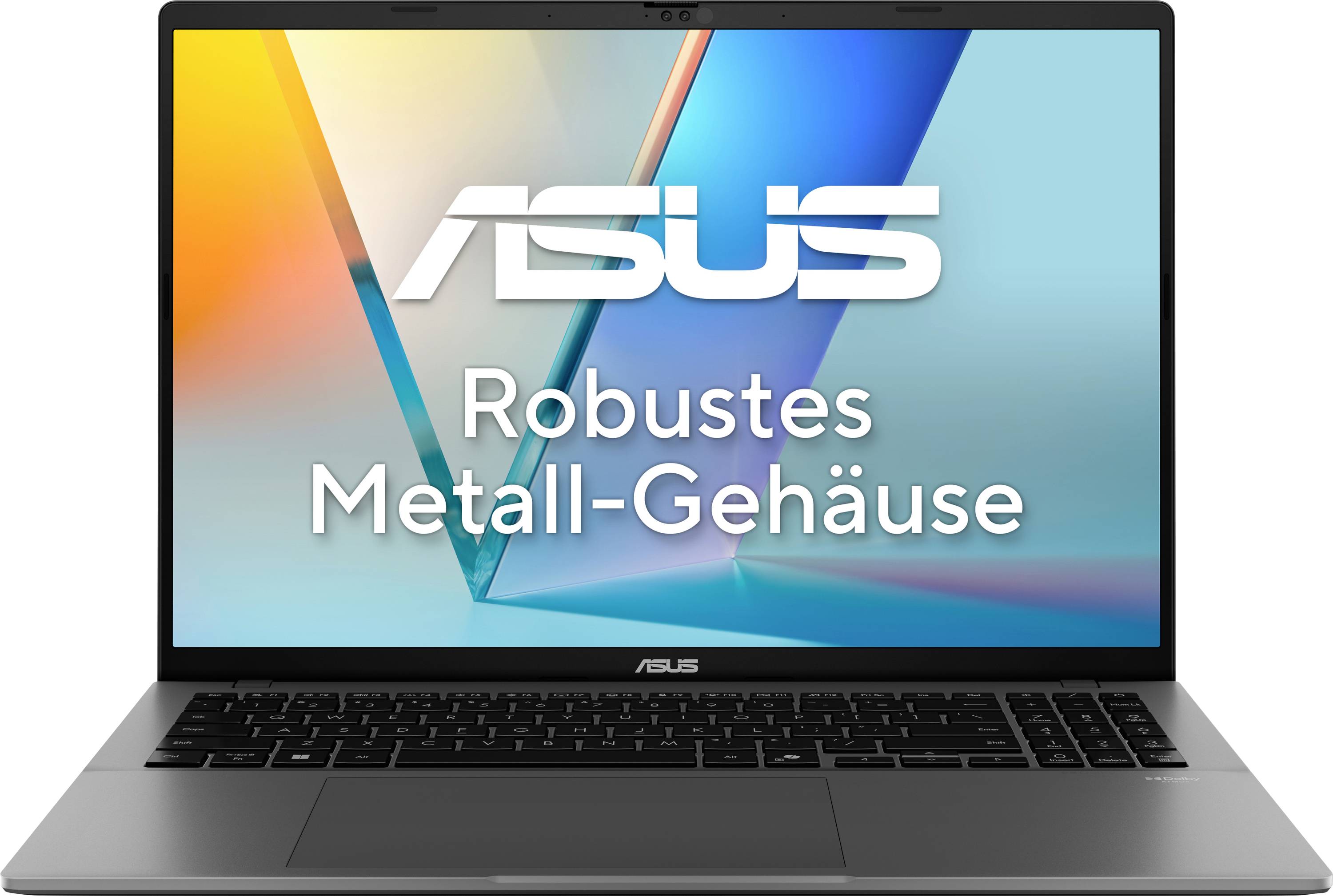 Ein Laptop mit Text auf dem Bildschirm, der 
