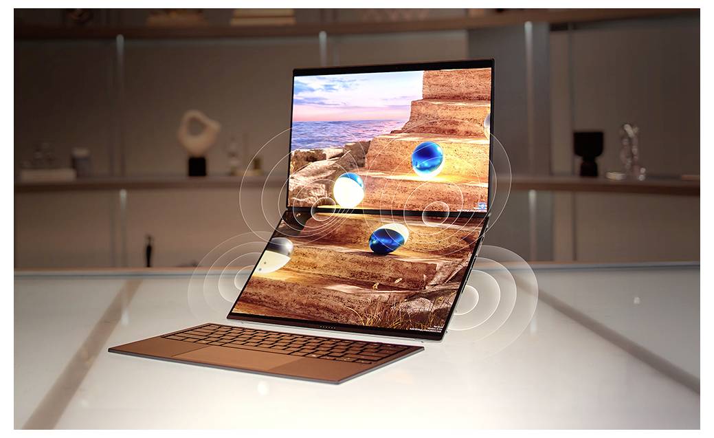 Asus Notebook ZenBook Duo 35.6cm (14 Zoll) 3K 386H 32GB RAM 1TB SSD Deutsch, QWERTZ Intel Intel-Grafik Nicht verfügbar Grau 90NB16