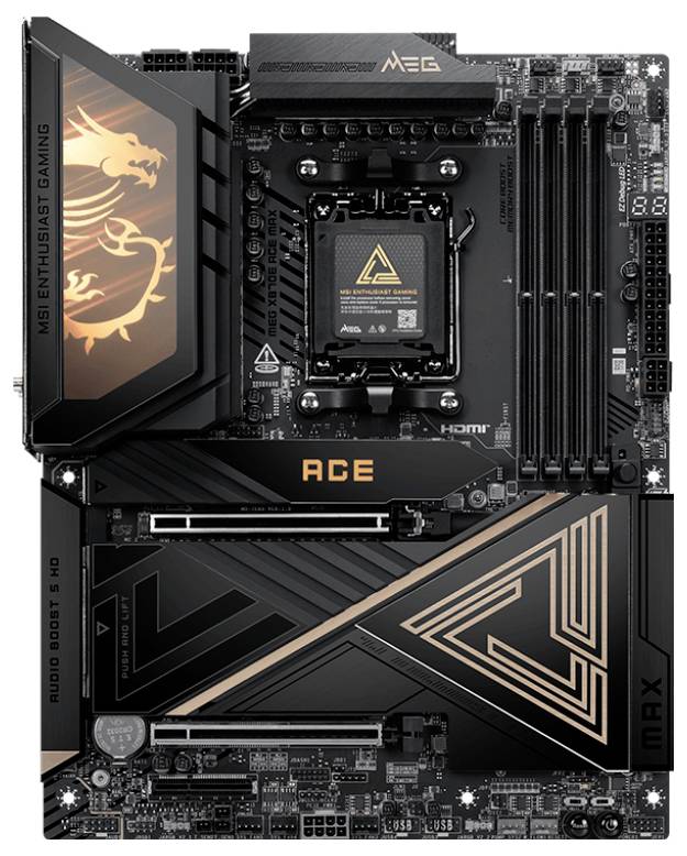 Schwarzes MSI MPG Z790 ACE MAX Motherboard mit Goldakzenten, 