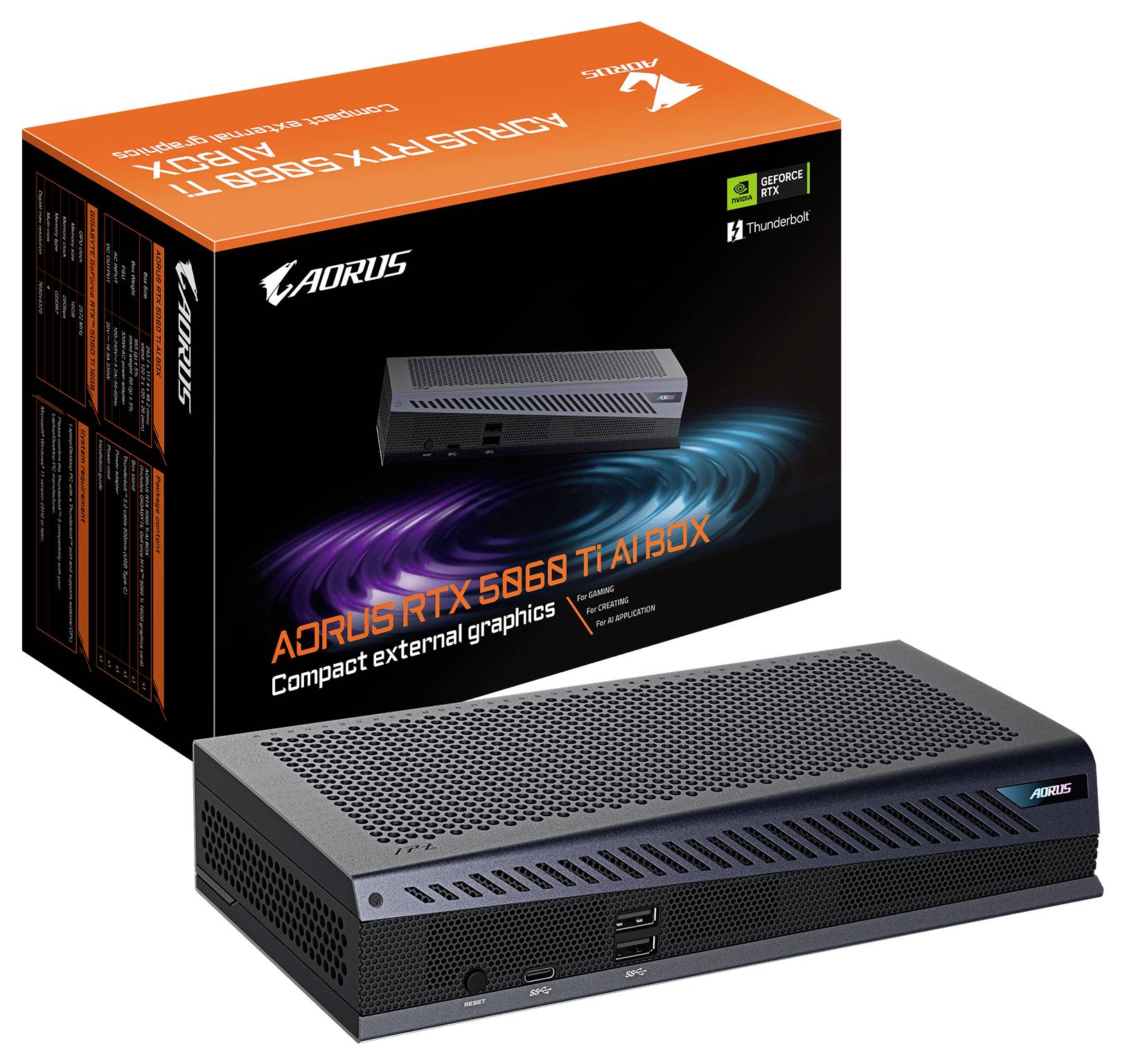 AORUS RTX 3080 Ti Ai Box: Kompakte externe Grafikeinheit mit Thunderbolt-3-Konnektivität, NVIDIA-RTX-Technologie.