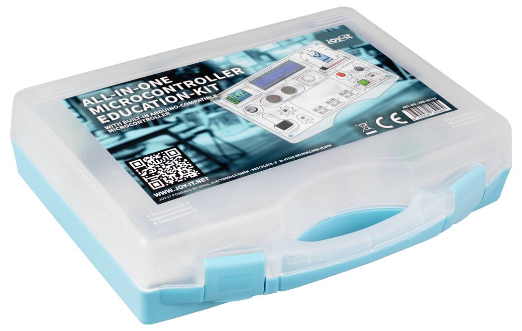 Mikrocontroller-Bildungsset-Box mit Griff, mit der Bezeichnung „All-in-One Mikrocontroller-Bildungsset