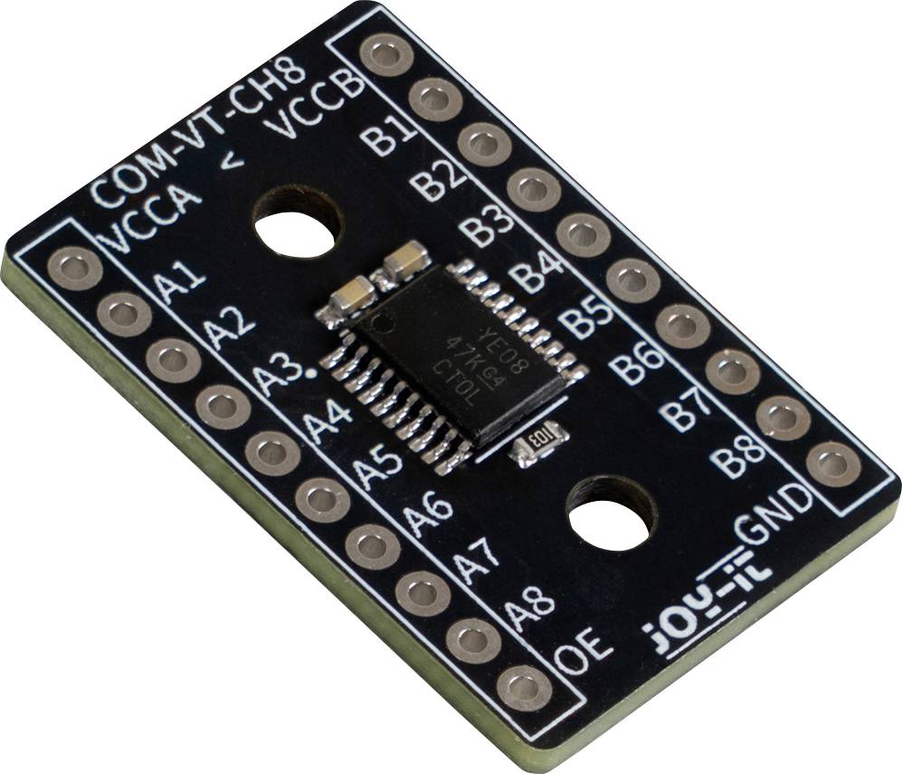 Ein kleines I2C-Spannungspegel-Übersetzerboard mit beschrifteten Anschlüssen A1-A8 und B1-B8, plus VCCA, VCCB, GND und OE.