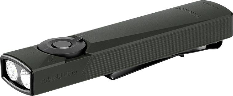 Eine elegante, schwarze tragbare Taschenlampe mit kompaktem Design und dualen LED-Leuchten, geeignet für Outdoor-Aktivitäten oder Notfallverwendung.