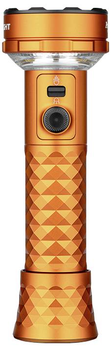 Schwarzes elektronisches Gerät auf einer Ladestation mit USB-Anschluss und LED-Indikatoren