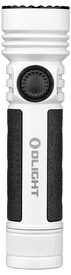 Eine weiß-schwarze Taschenlampe mit 