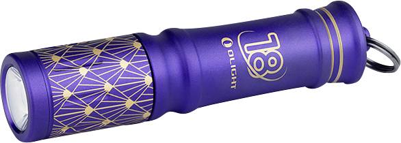 Eine blau und gold gemusterte Taschenlampe mit einem 