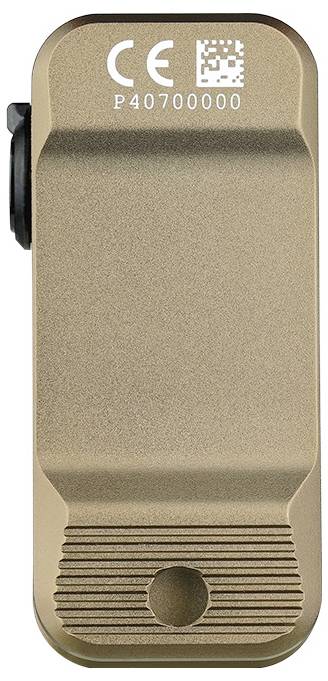 Ein kompaktes, rechteckiges, hellbraunes elektronisches Gerät mit einem QR-Code und der Seriennummer 'P40700000' auf seiner Vorderseite sichtbar.