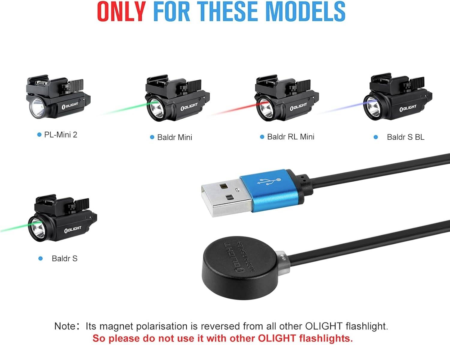 OLight MCC S Black Ladekabel Seeker 2 Pro, Seeker 2, Warrior X Pro, Warrior X, M2R Pro, M2R, S1R II, S2R II, S30R III, S1R, S2R