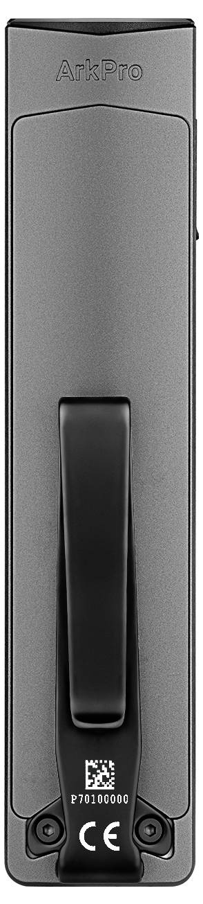 Schwarzes elektronisches Gerät mit Clip, mit der Bezeichnung „ArkPro