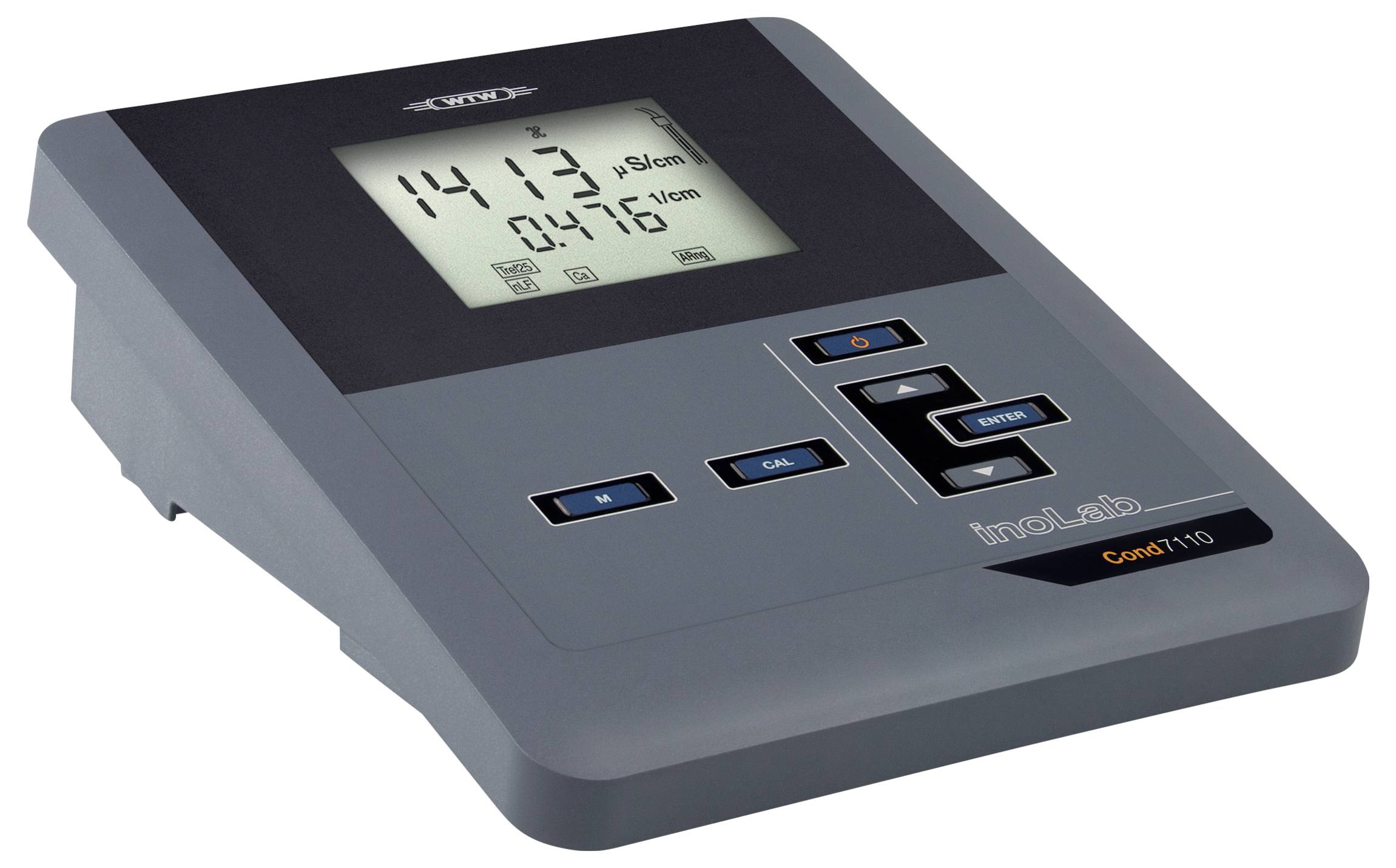 Ein digitales Laborleitfähigkeitsmessgerät, das Messwerte auf seinem Bildschirm anzeigt und zur Bestimmung der Leitfähigkeit von Lösungen verwendet wird.