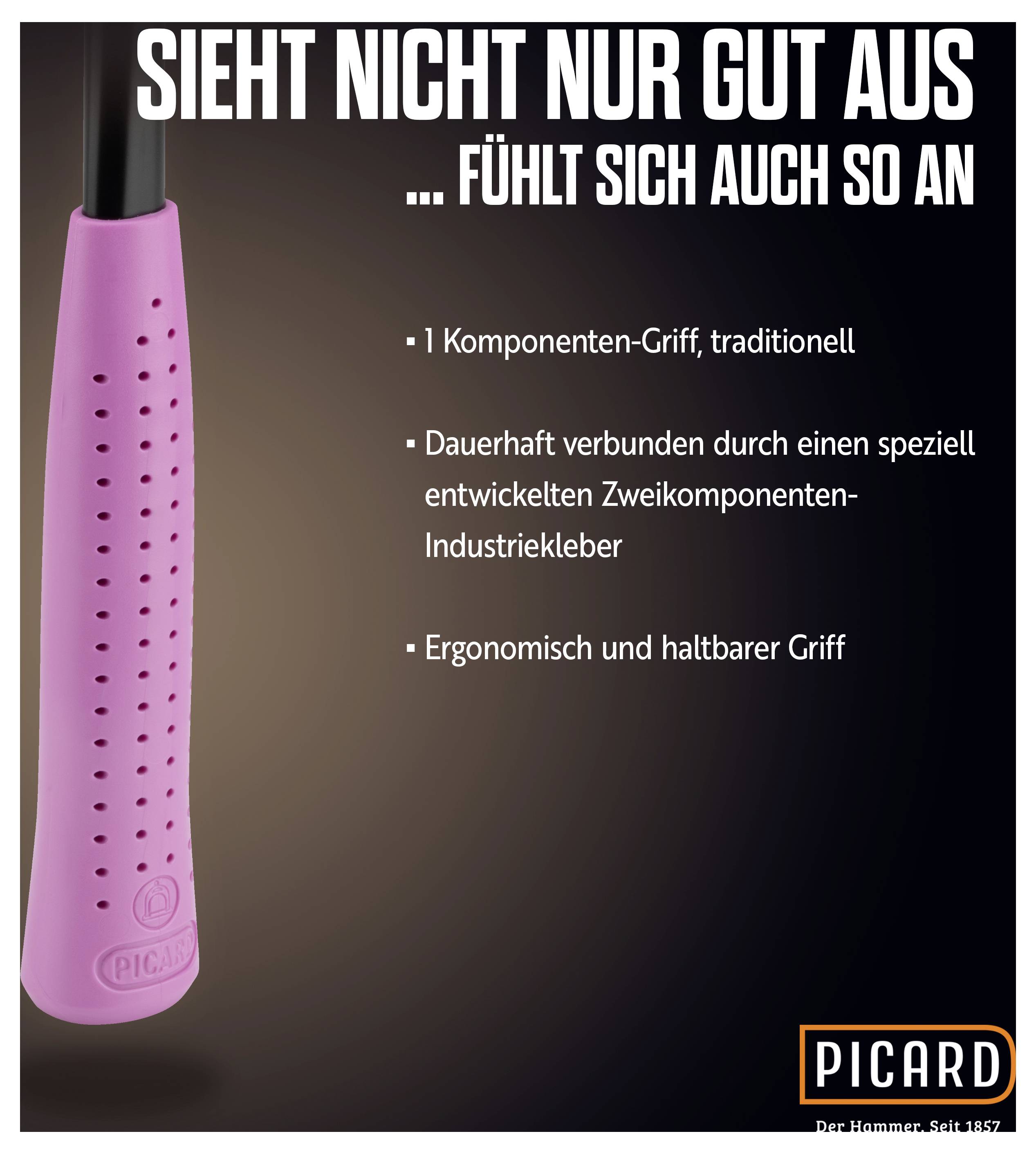 'Sieht nicht nur gut aus ... fühlt sich auch so an.' Ein traditioneller, ergonomischer 1-Komponenten-Griff mit langlebigem Material.