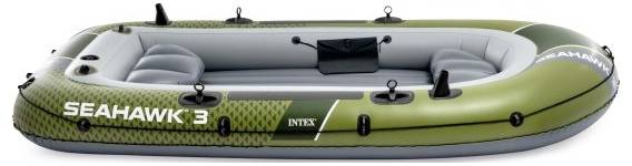 Grünes aufblasbares Schlauchboot mit der Bezeichnung „Seahawk 3