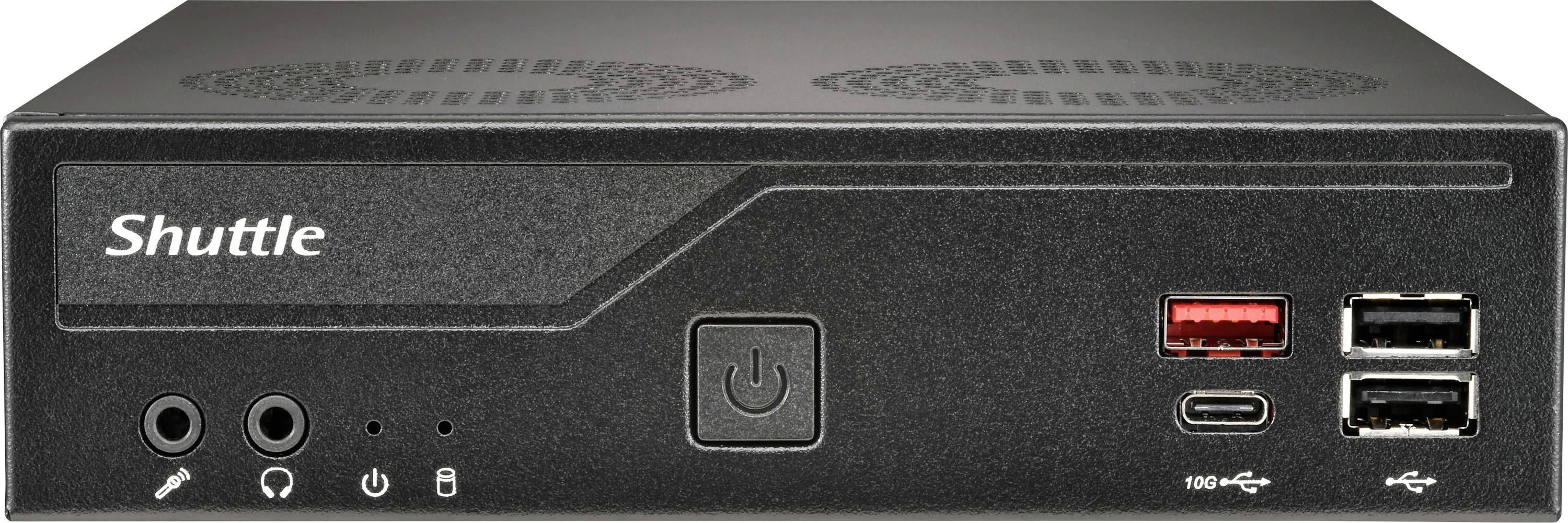 Ein kompaktes schwarzes Computergehäuse der Marke 