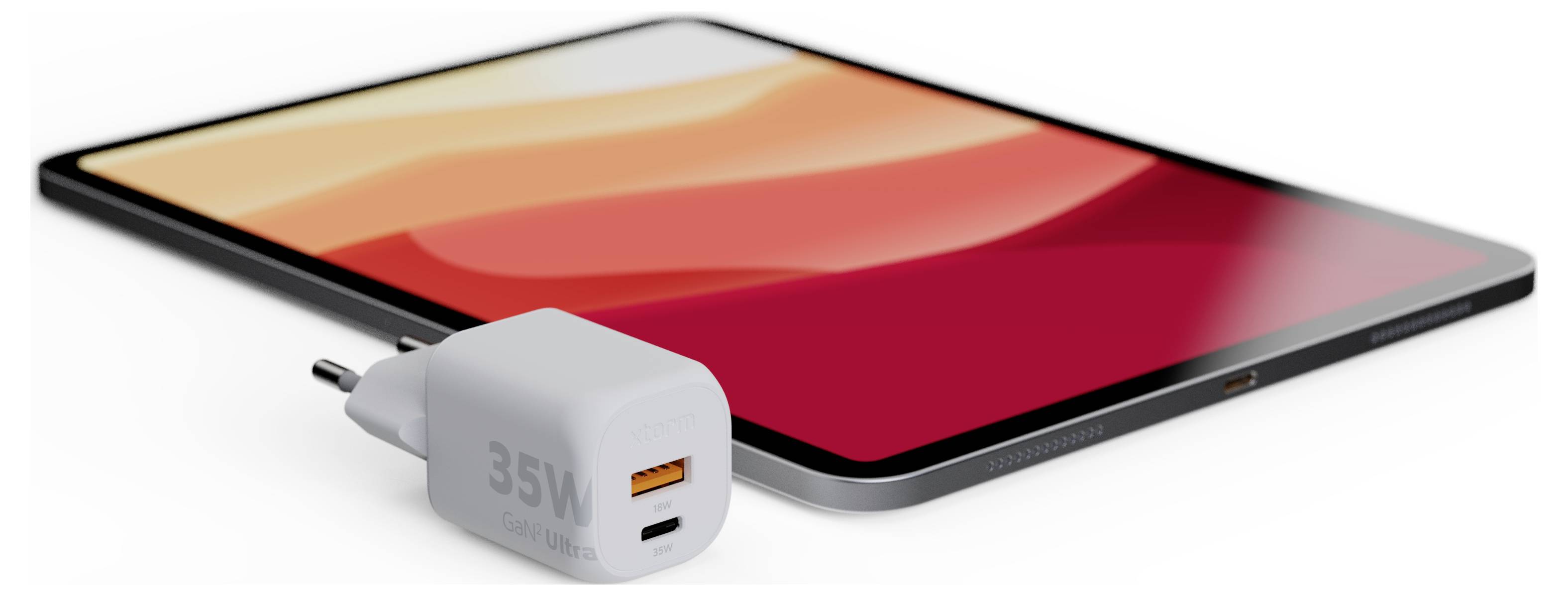 XTORM Ultra Wall USB Ladegerät 35W 1x USB-C®, 1x USB-A Quick Charge 3.0 Weiß GaN