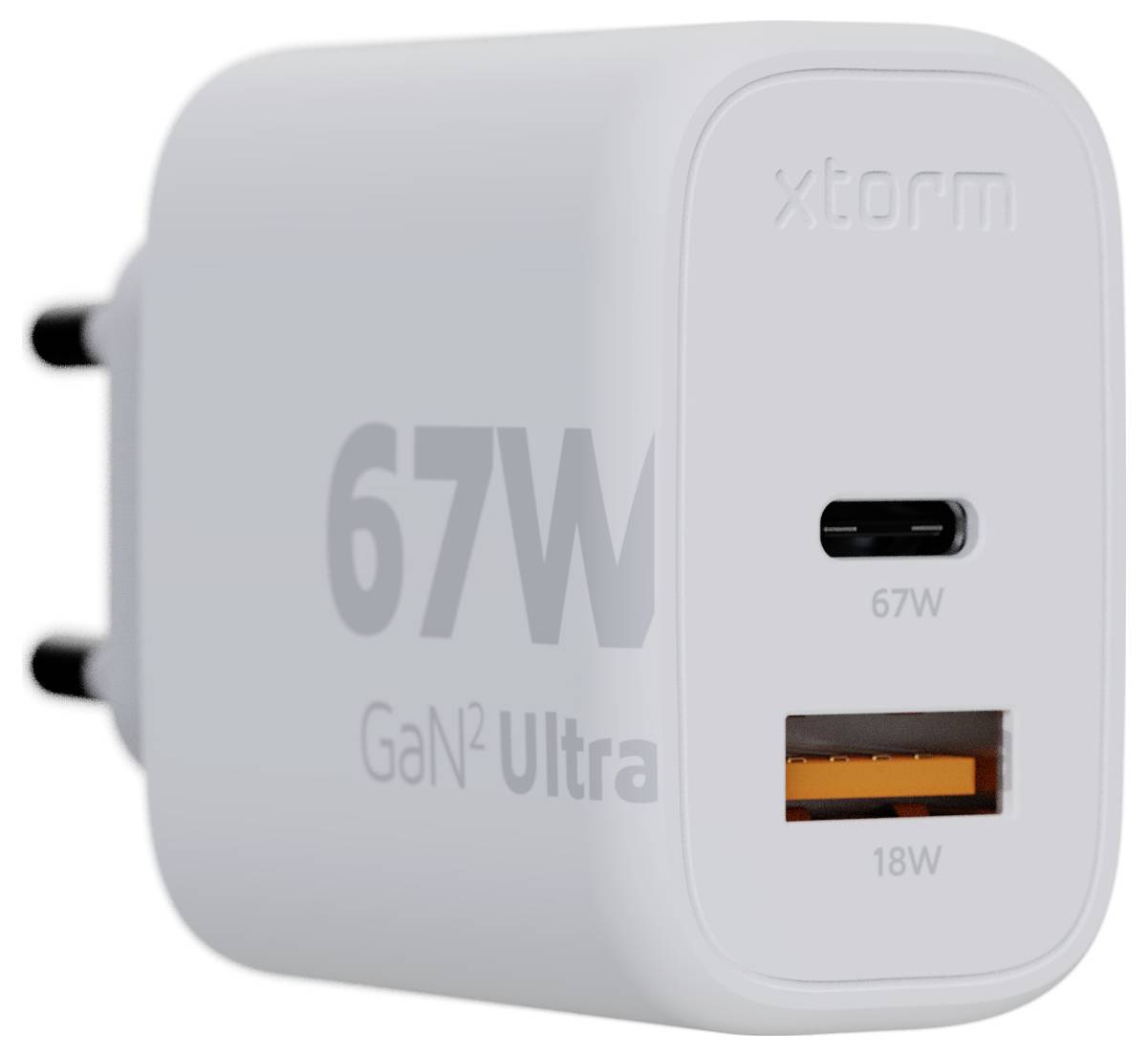 XTORM Ultra Wall USB Ladegerät 67W 1x USB-C®, 1x USB-A Quick Charge 3.0 Weiß GaN