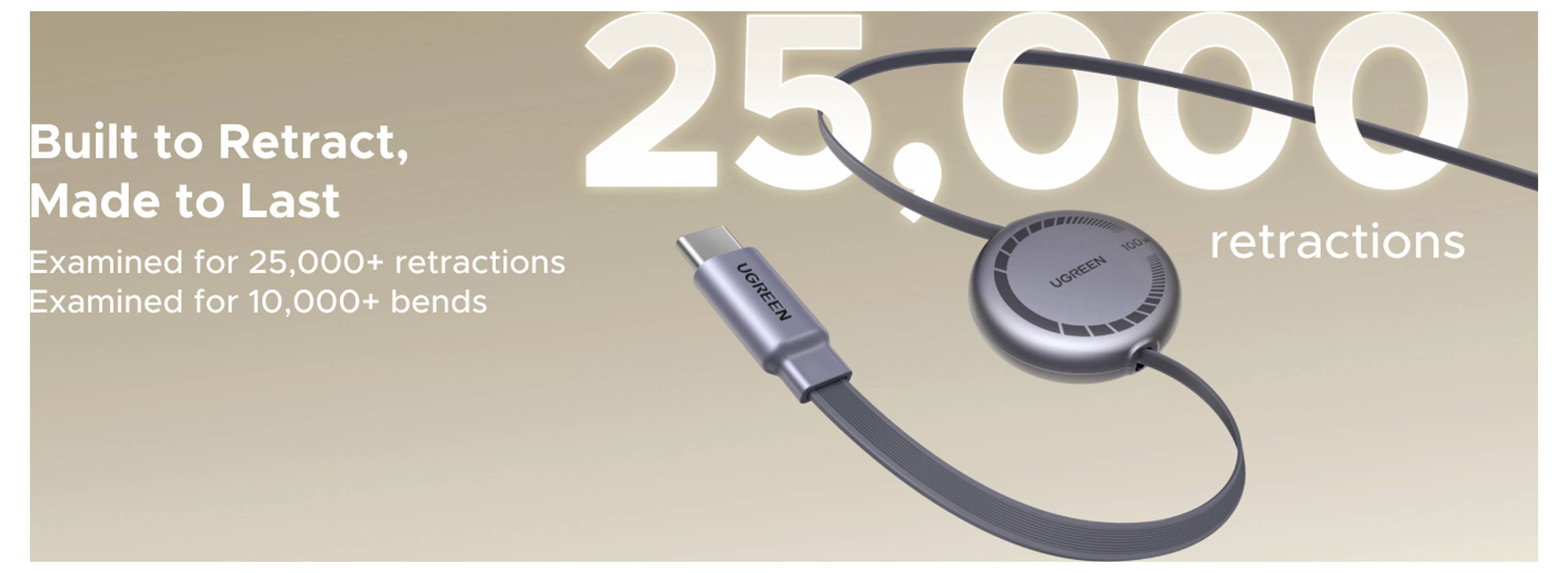 Werbegrafik für ein ausfahrbares Kabel mit dem Text „25.000 Einfahrvorgänge