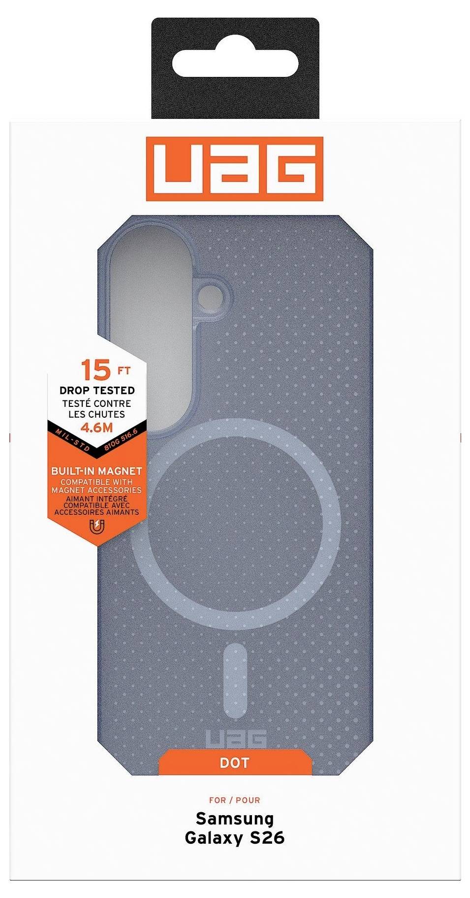 Eine durchsichtige Handyhülle mit drei Kameraausschnitten und einem kompatiblen Magnet-Ring-Design ist auf einem Smartphone zu sehen.