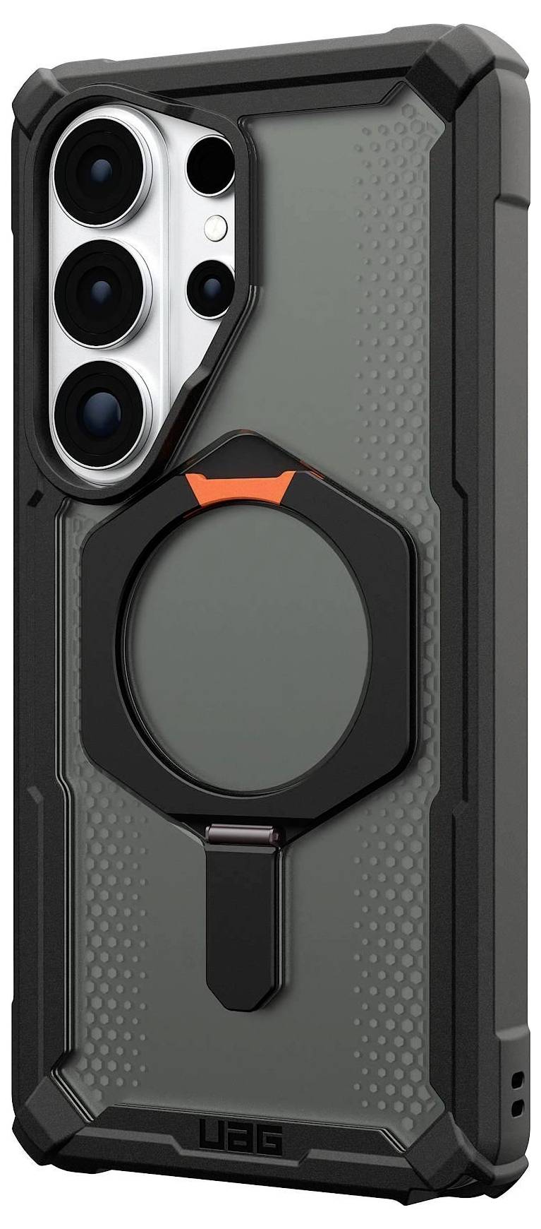 Eine robuste Smartphone-Hülle mit verstärkten Ecken und integriertem Ringhalter, entwickelt für verbesserten Schutz und Griffigkeit.