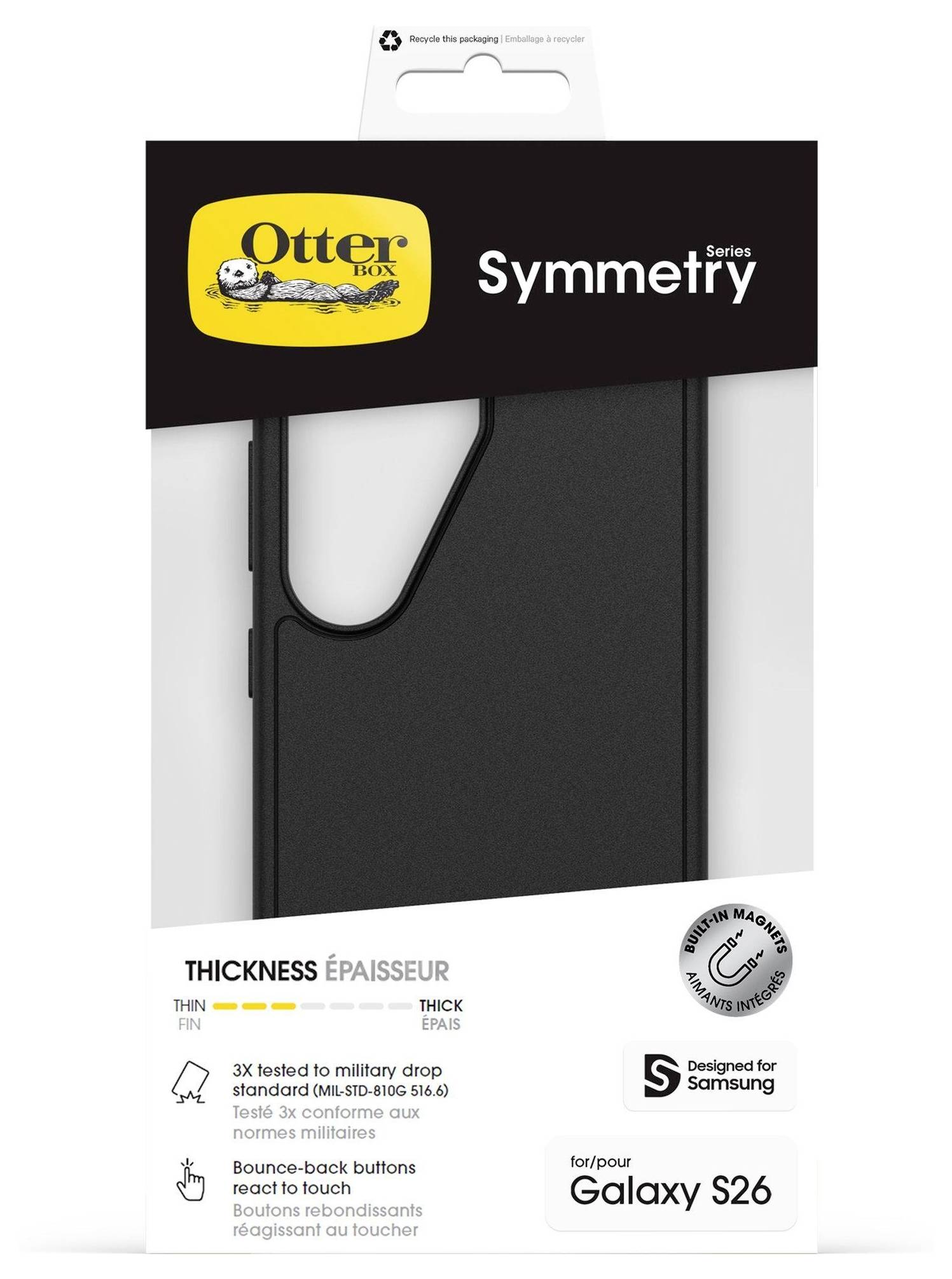 Otterbox Symmetry Case Samsung Galaxy S26 Schwarz MagSafe kompatibel, mit Magnet-Modul 77-000019