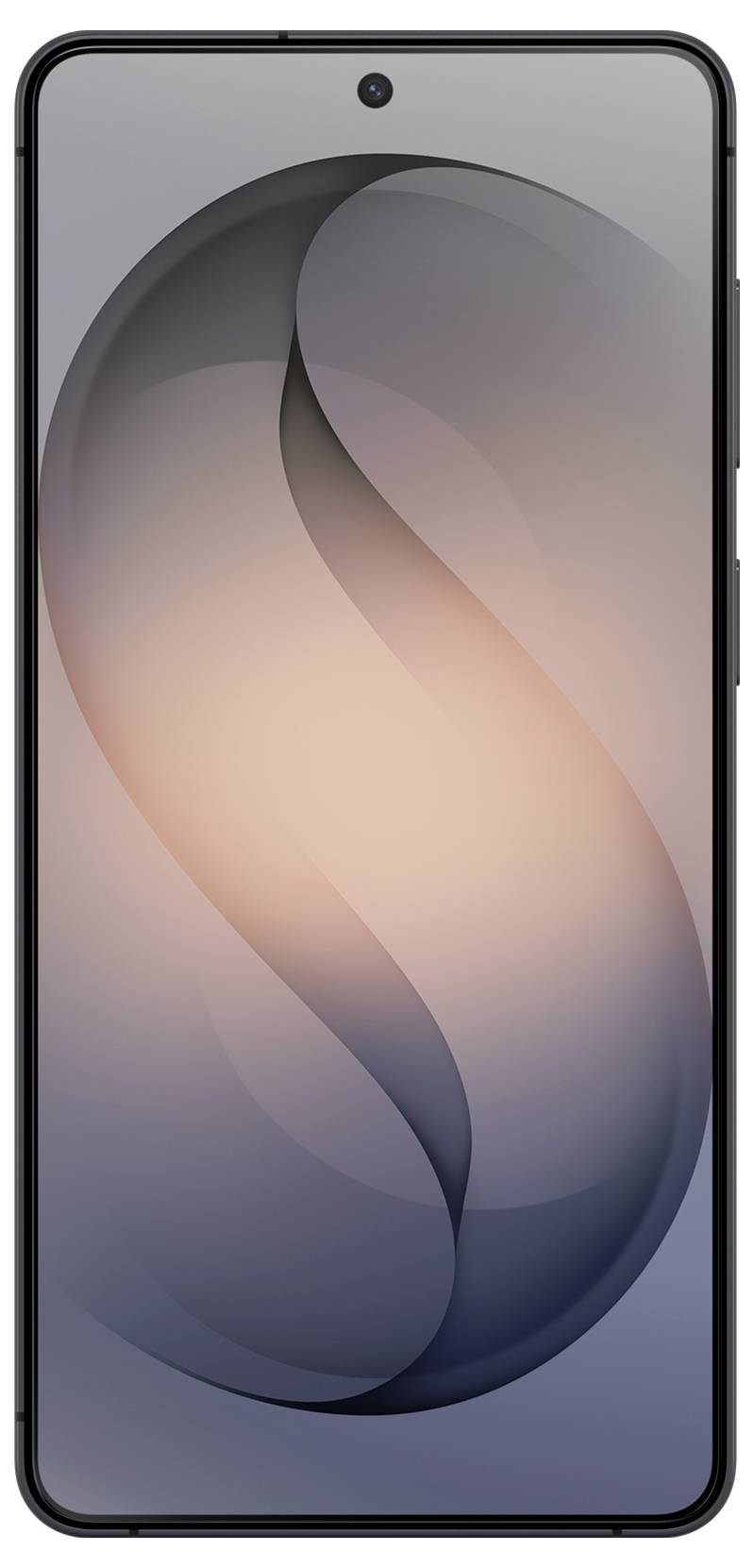 Vorderansicht eines Smartphones mit einer zentrierten Loch-Kamera und abstraktem Farbverlauf-Hintergrundbild auf dem Bildschirm.