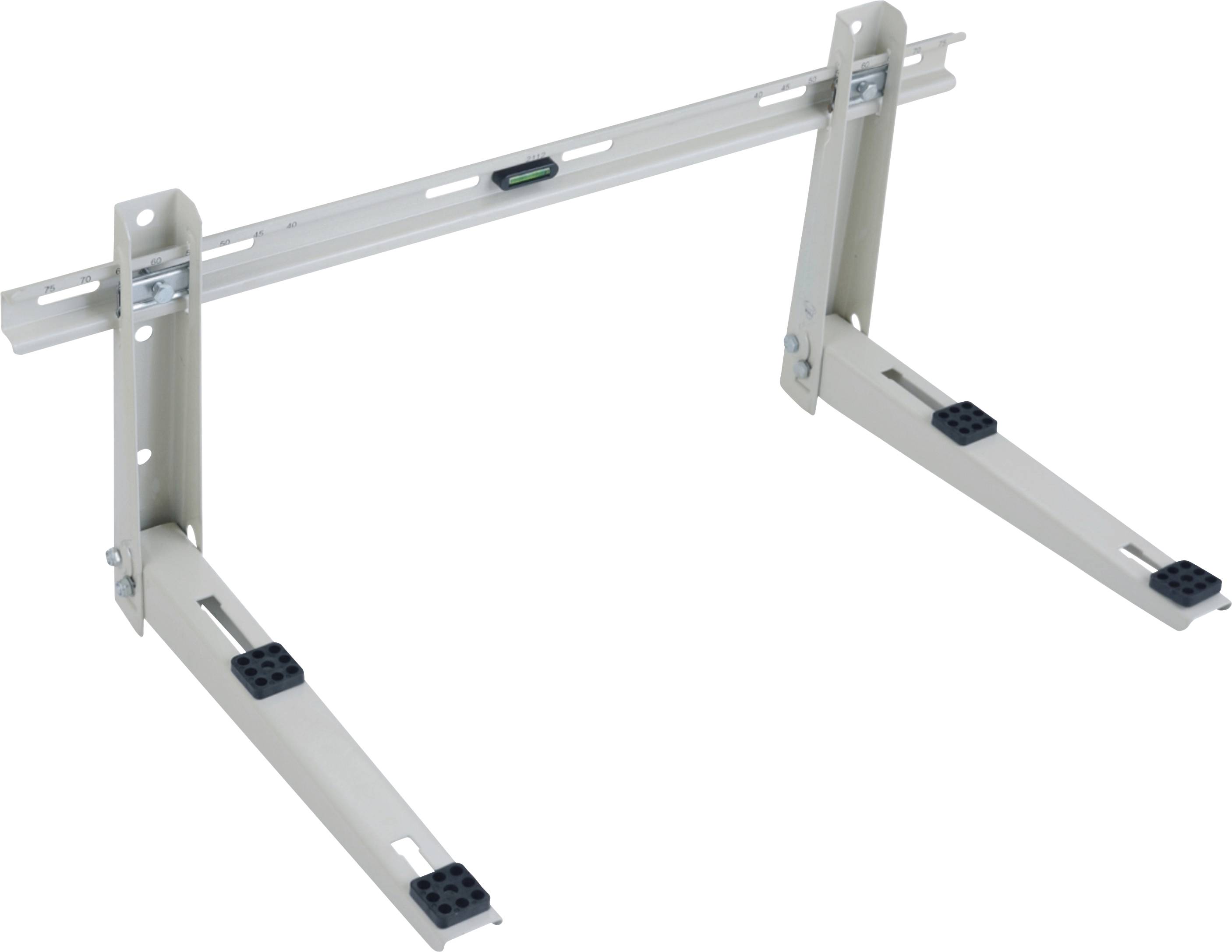 Wandmontierter Klimaanlage-Halter aus Metall mit verstellbaren Armen und Gummifüßen für Stabilität auf verschiedenen Oberflächen.