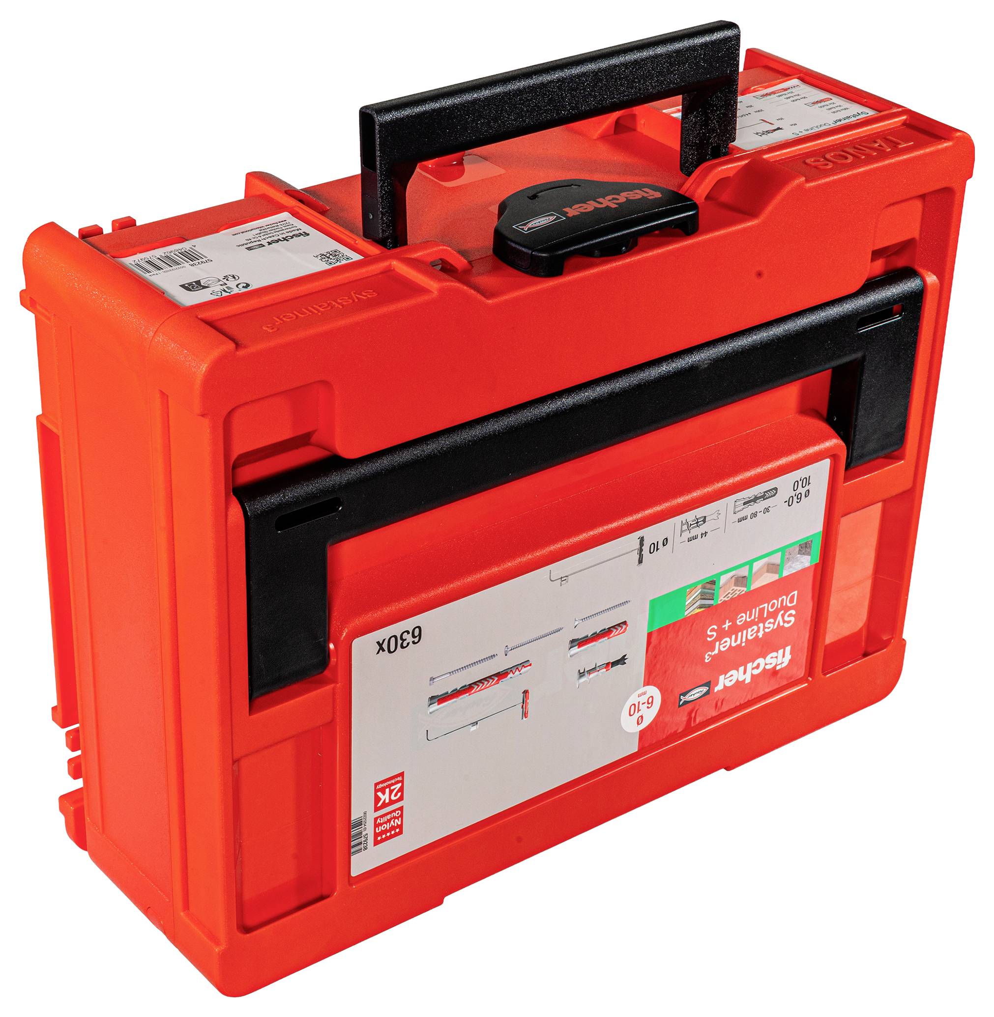 Ein rotes Werkzeugkofferset mit schwarzem Griff, mit der Aufschrift 