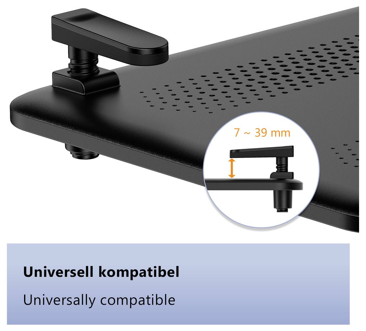Eine flache TV-Wandhalterung wird von der Seite gezeigt und hebt ihr ultraflaches Design mit einem 22 mm Abstand zur Wand für ein modernes Aussehen hervor.