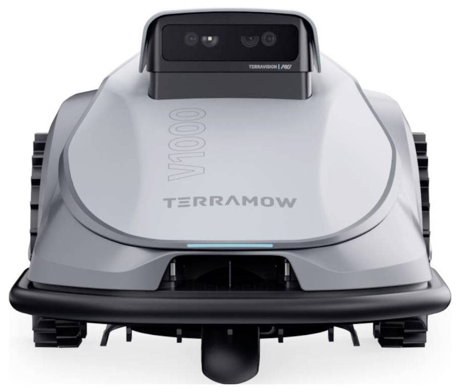 Ein Roboter-Rasenmäher mit der Bezeichnung „Terramow V1000