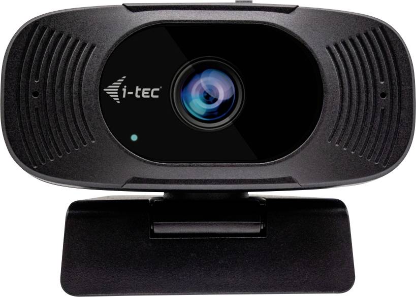 Eine schwarze Webcam mit einer Linse in der Mitte und dem Markennamen „i-tec