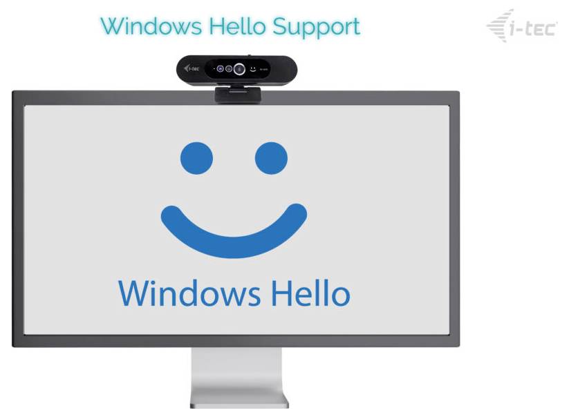 Ein Monitor zeigt ein Smiley-Symbol mit dem Text 