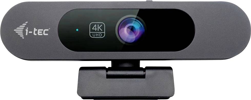 Eine schwarze i-tec-Webcam mit der Bezeichnung „4K UHD