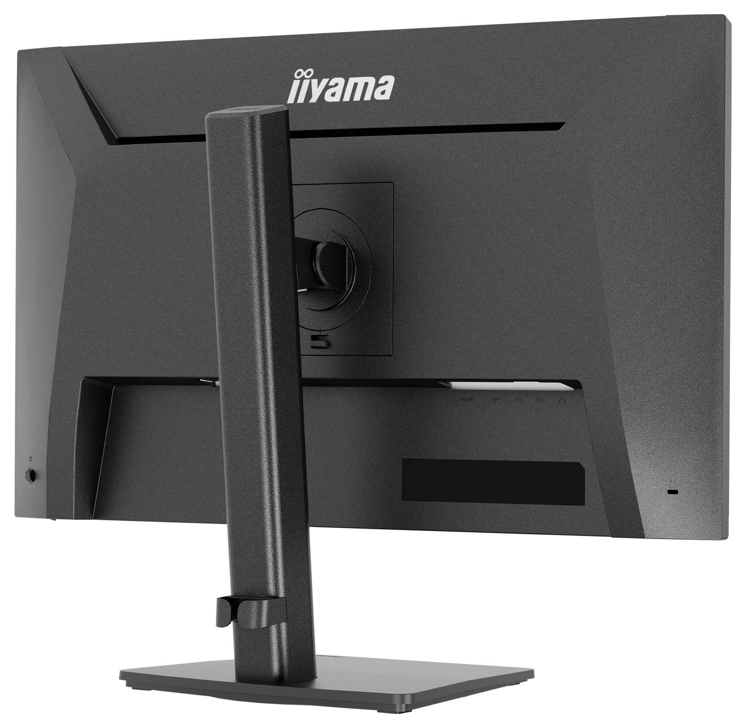 Ein Flach-Bildschirm-Fernseher, der auf einer Wandhalterung montiert ist, zentriert auf einem grauen Hintergrund. Die Halterung ist sichtbar und zeigt eine Wandmontage-Anordnung.