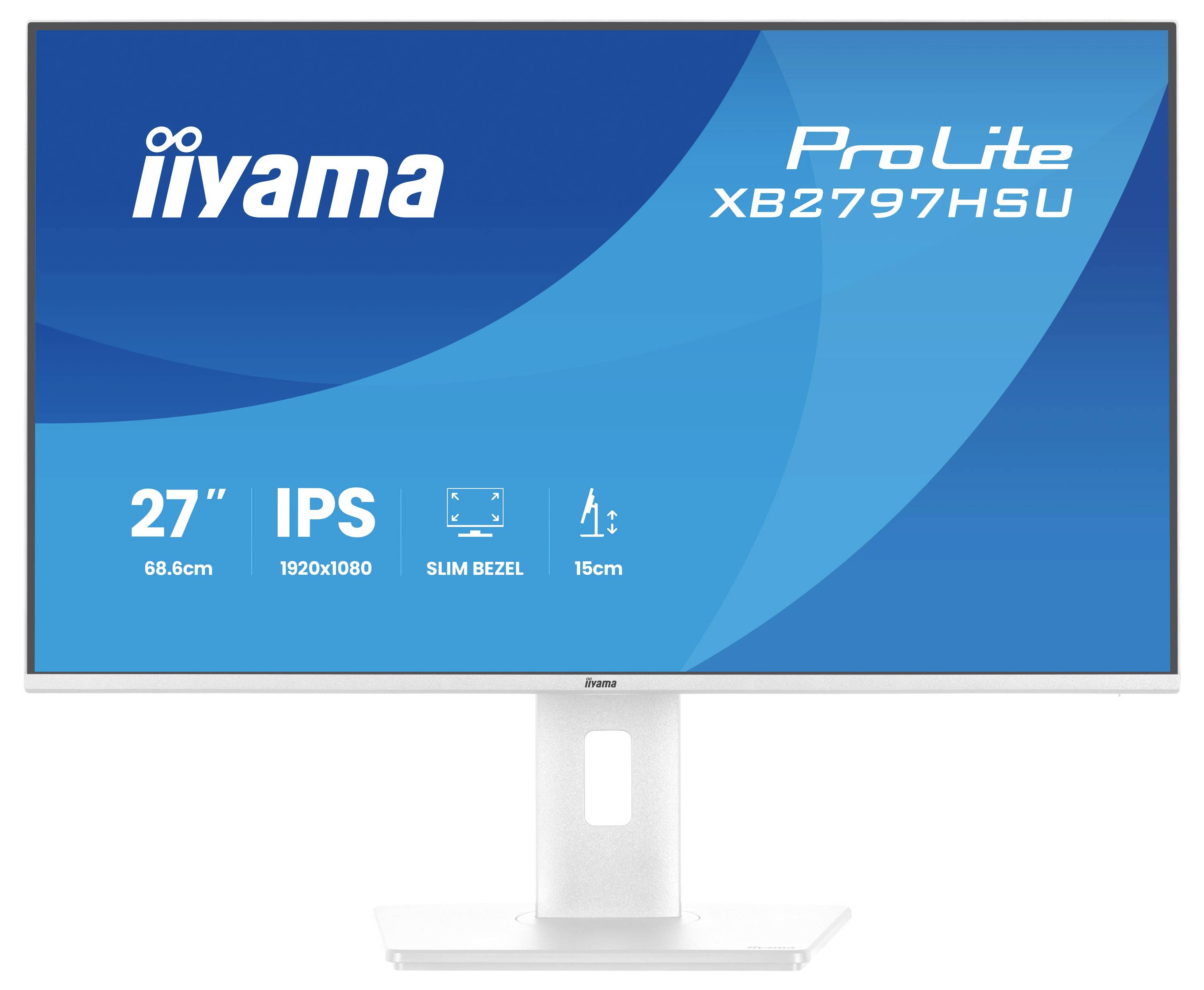 Iiyama ProLite XB2797HSU Monitor mit 27-Zoll-IPS-Display, 1920x1080-Auflösung, schmalem Rahmen, 15cm verstellbarem Ständer.