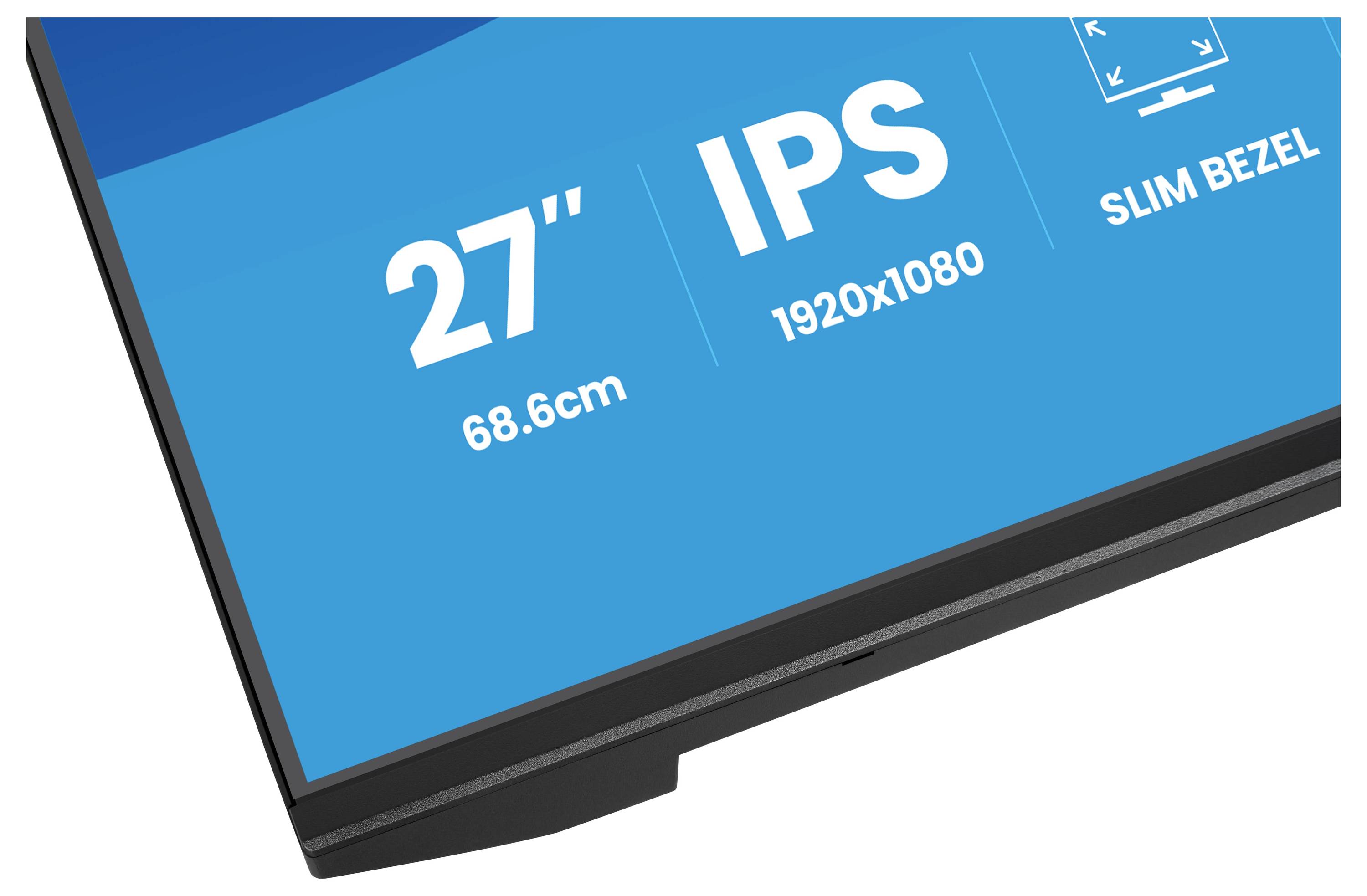 Ecke eines Flachbildschirm-Monitors mit Details: '27