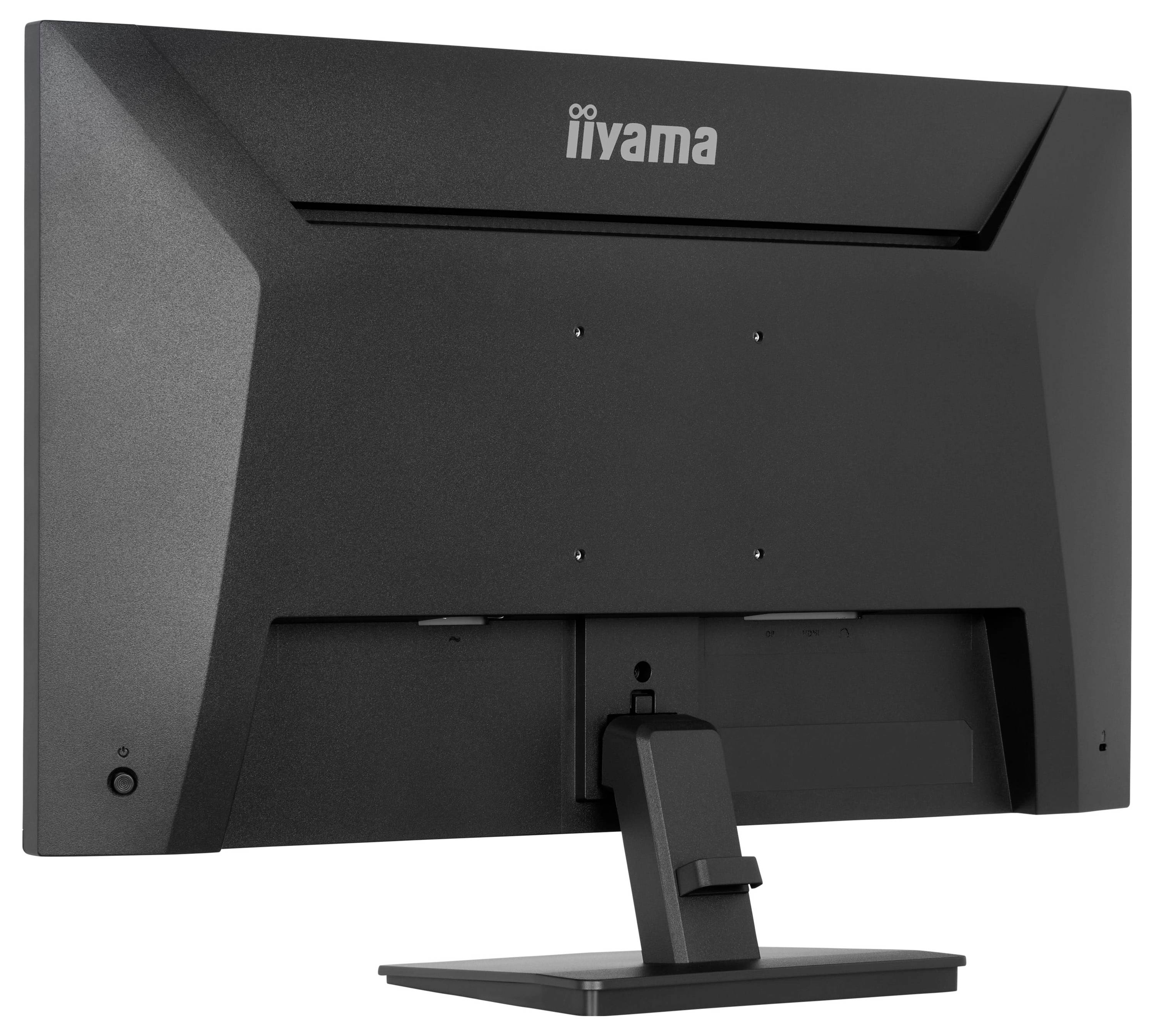 Ein schwarzer Monitor von hinten betrachtet, mit der Marke „iiyama