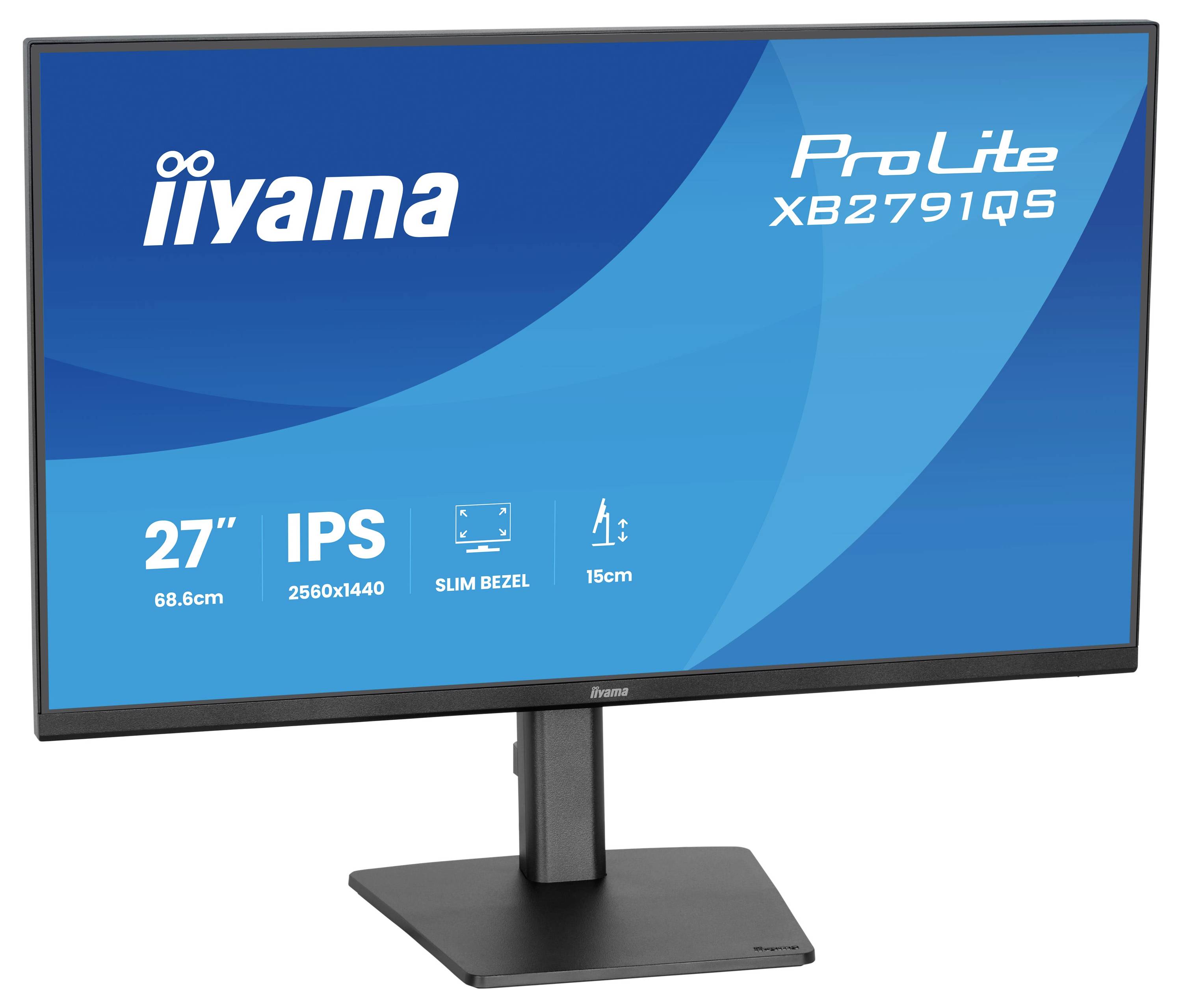 Ein Computermonitor mit der Anzeige 'iiyama ProLite XB2791QS' mit folgenden Funktionen: 27