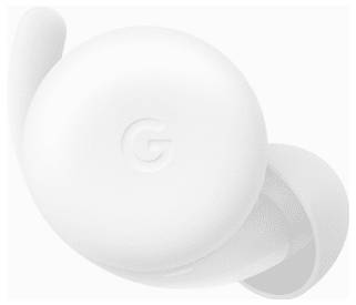 Ein weißes, kabelloses Ohrmuschel mit dem Buchstaben „G