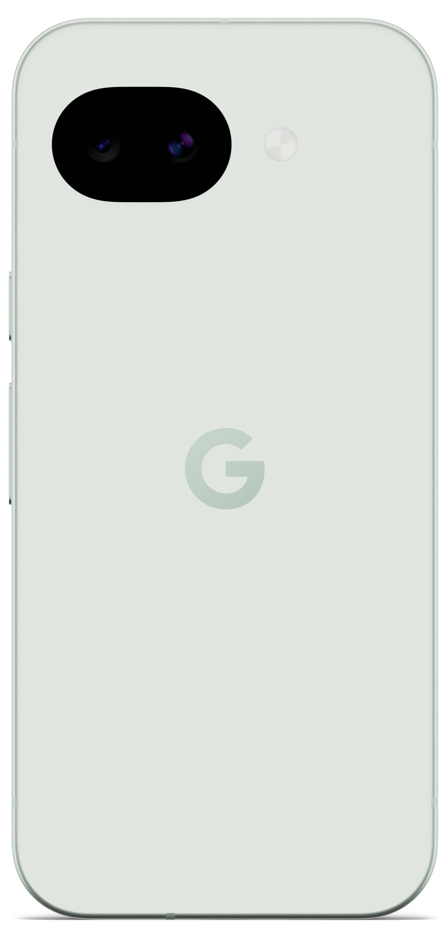 Ein Mint-grünes Smartphone mit einer Kamera und einem Blitz auf der Rückseite und einem subtilen 