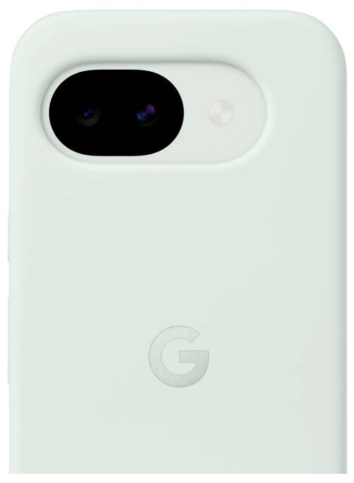 Ein Smartphone mit weißer Rückseite, das ein großes Dual-Kamera-System in der oberen linken Ecke und ein 