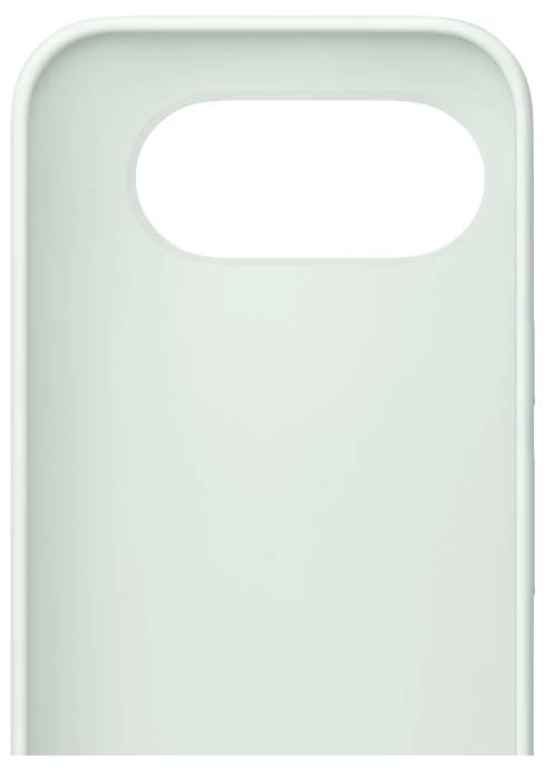 Eine mintgrüne Handyhülle mit Ausschnitten für die Kamera und Tasten, mit glatter Oberfläche und abgerundeten Kanten.